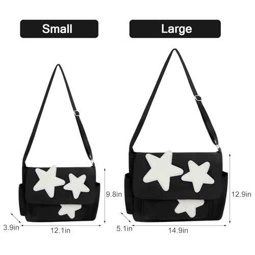 Trendy Black Messenger Bag for Women and Teens