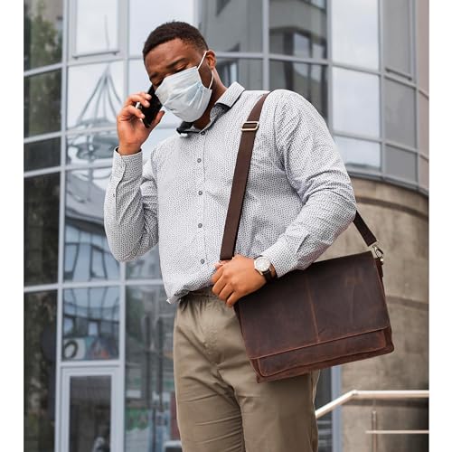 Adjustable Leather Messenger Bag for Laptops