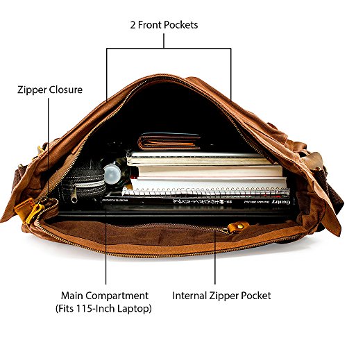 Vintage Canvas Leather 17-Inch Laptop Messenger Bag