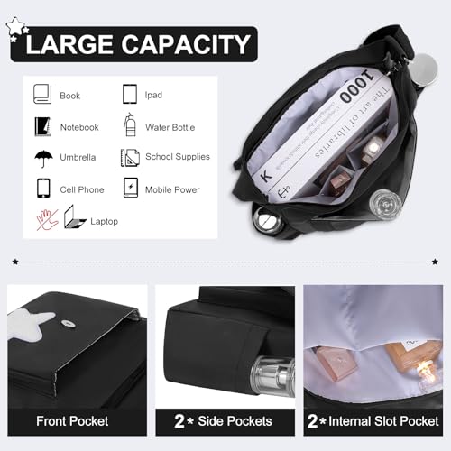 Trendy Black Messenger Bag for Women and Teens