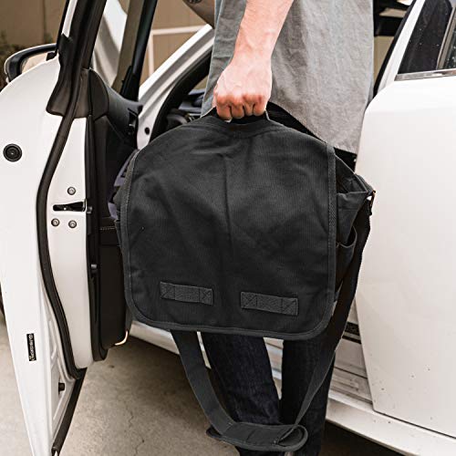 Vintage Canvas Classic Messenger Bag - Black, Large