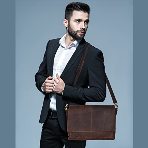 Adjustable Leather Messenger Bag for Laptops
