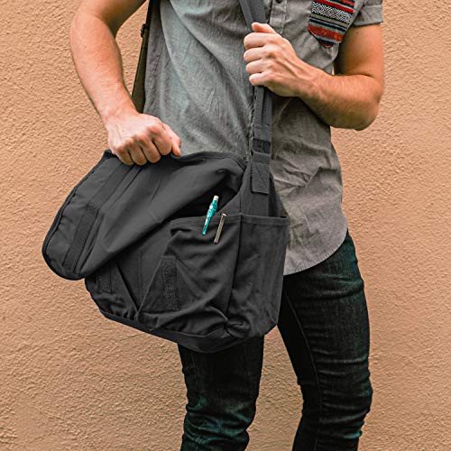 Vintage Canvas Classic Messenger Bag - Black, Large