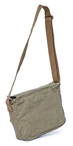 Vintage Olive Brown Canvas Messenger Bag