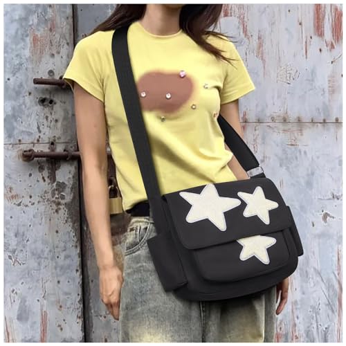 Trendy Black Messenger Bag for Women and Teens
