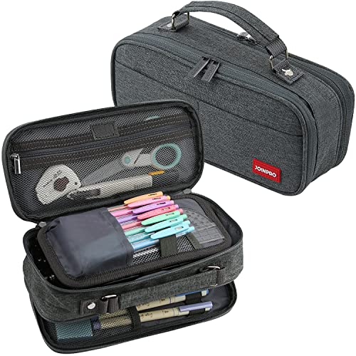 JOINPRO Large Capacity Pencil Case Organizer (Black Grey)