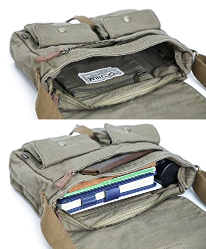 Vintage Olive Brown Canvas Messenger Bag
