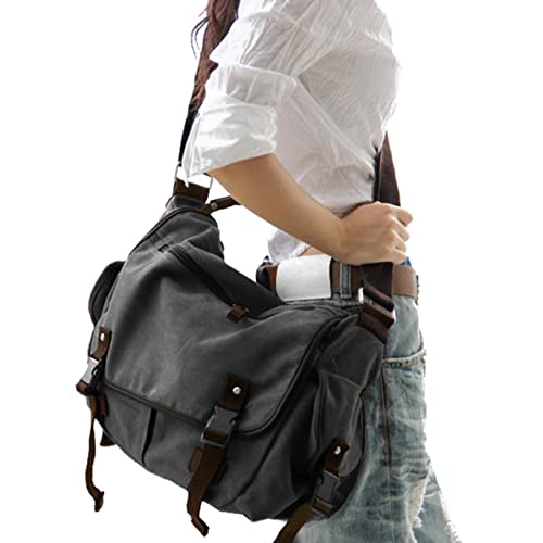 Vintage Canvas Messenger Bag for Books and Laptops