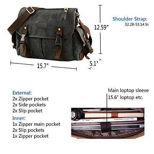Vintage Canvas Messenger Bag for Books and Laptops