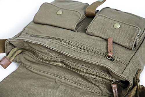 Vintage Olive Brown Canvas Messenger Bag