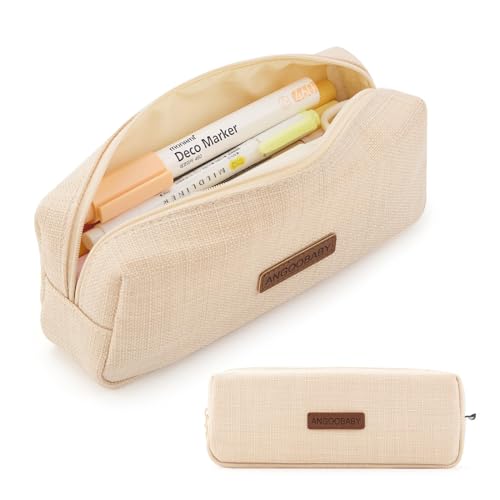 ANGOOBABY Small Student Pencil Case - Beige