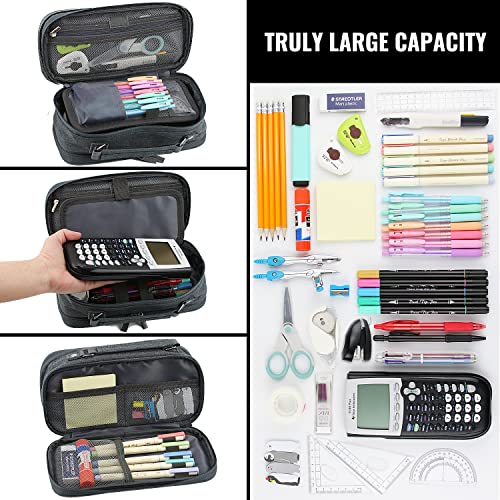 JOINPRO Large Capacity Pencil Case Organizer (Black Grey)