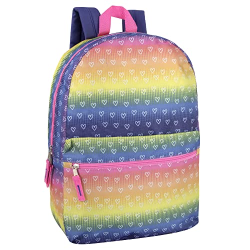 Pastel Hearts 17-Inch Girls' Backpack with Straps