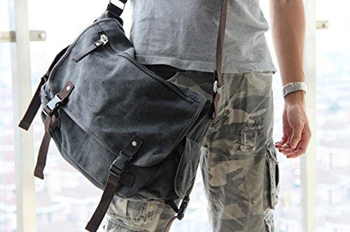 Vintage Canvas Messenger Bag for Books and Laptops