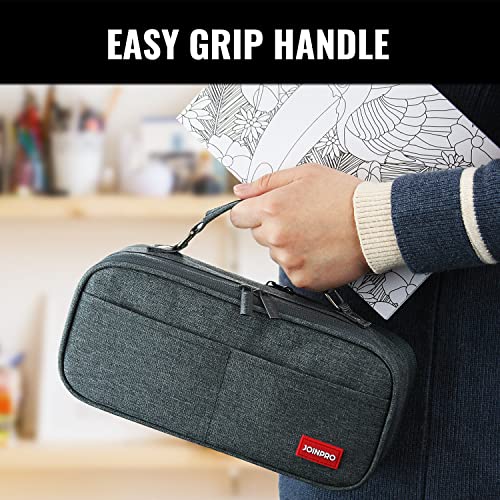 JOINPRO Large Capacity Pencil Case Organizer (Black Grey)
