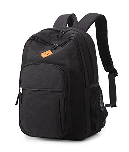 Water-Resistant Classic Black Travel Backpack for Students