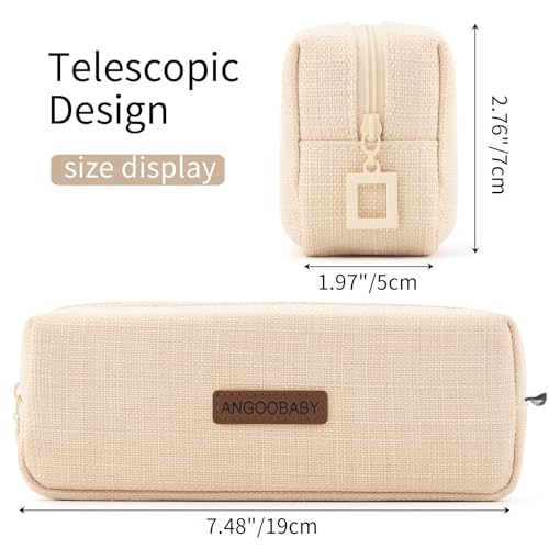 ANGOOBABY Small Student Pencil Case - Beige
