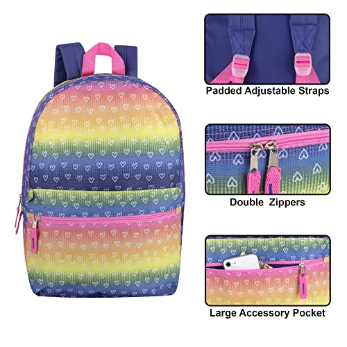 Pastel Hearts 17-Inch Girls' Backpack with Straps