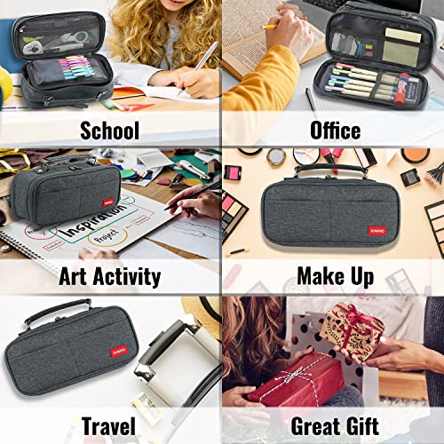 JOINPRO Large Capacity Pencil Case Organizer (Black Grey)
