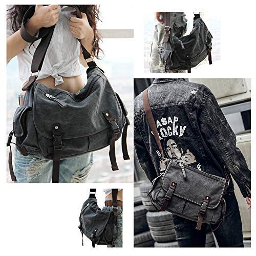 Vintage Canvas Messenger Bag for Books and Laptops