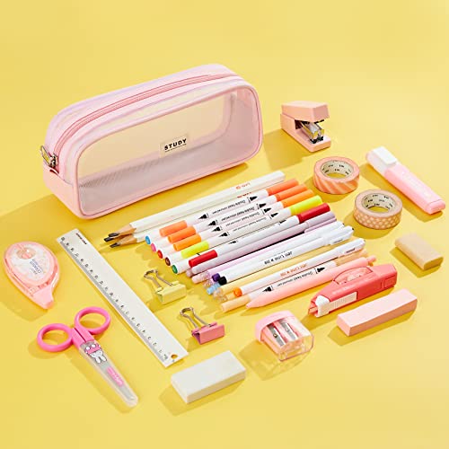 KALIDI Large Capacity Grid Mesh Pencil Case