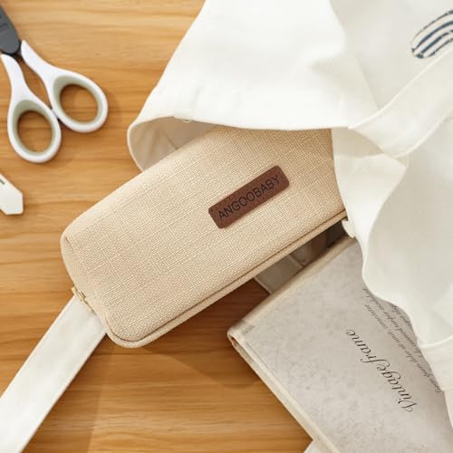 ANGOOBABY Small Student Pencil Case - Beige