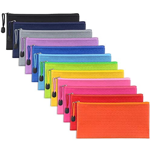 12 Pack Waterproof Zipper Pencil Pouches for Organizing