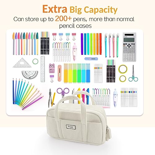 Sooez Large Corduroy Pencil Case for Teen Girls
