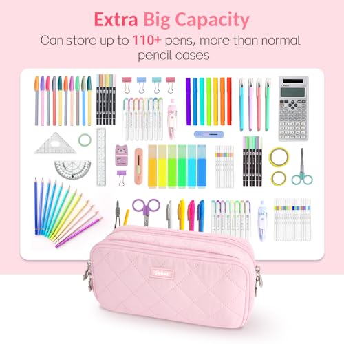 Sooez Extra Large Pink Pencil Case Organizer
