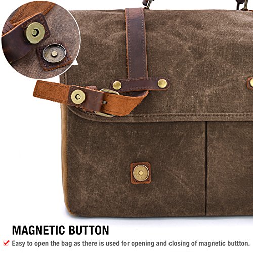 Vintage Waterproof Leather Messenger Bag, 15.6 Inch
