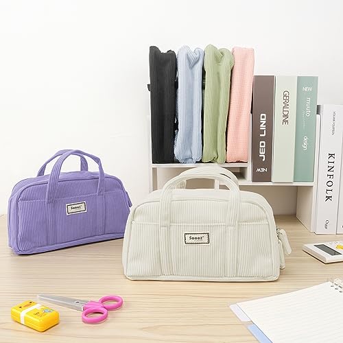 Sooez Large Corduroy Pencil Case for Teen Girls