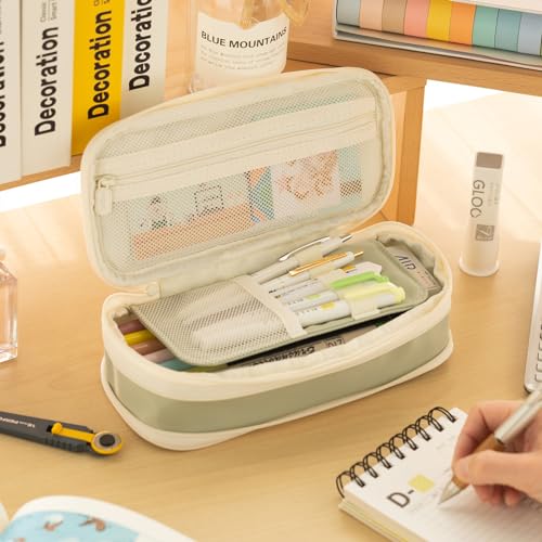 EASTHILL Large Capacity Green Pencil Case