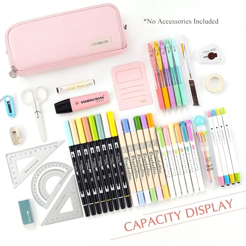 CICIMELON Large 3-Compartment Pencil Case - Pink