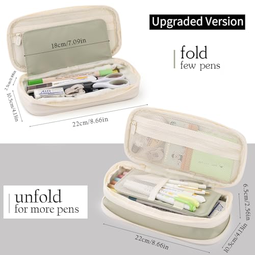 EASTHILL Large Capacity Green Pencil Case