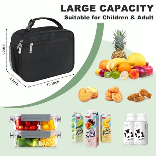 Insulated Kids Lunch Box Tote for School Black