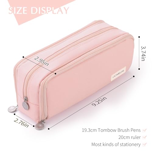 CICIMELON Large 3-Compartment Pencil Case - Pink