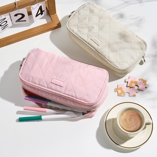 Sooez Extra Large Pink Pencil Case Organizer