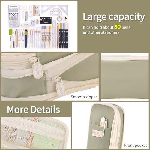 EASTHILL Large Capacity Green Pencil Case