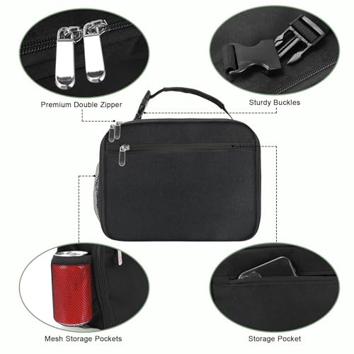 Insulated Kids Lunch Box Tote for School Black