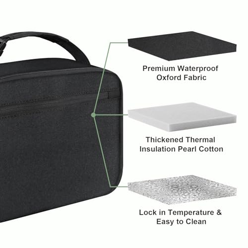 Insulated Kids Lunch Box Tote for School Black