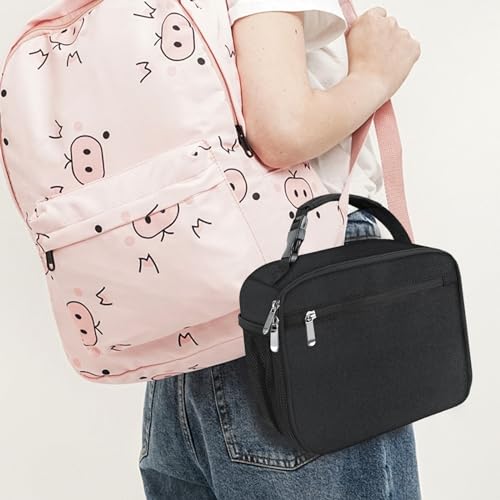 Insulated Kids Lunch Box Tote for School Black