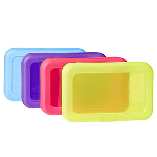 Amazon Basics Multi Pencil Box, Set of 4