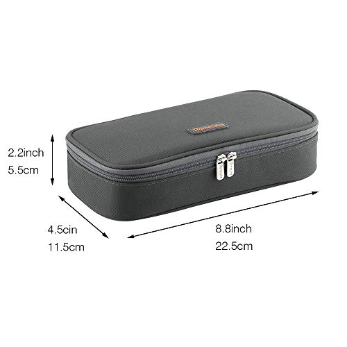 Large Capacity Dual Zipper Pencil Case - Gray