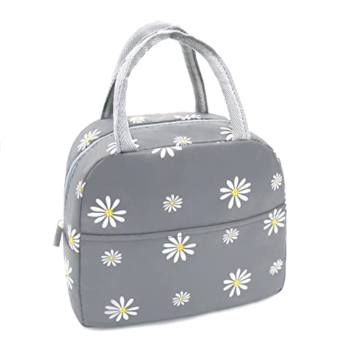 Cute Insulated Lunch Bag with Daisy Print