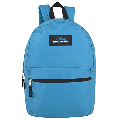 Classic 17-Inch Light Blue Backpack with Straps