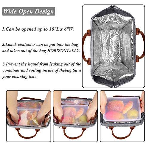 Insulated Grey Lunch Bag with Large Drinks Holder