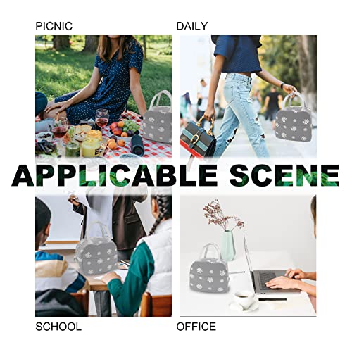 Cute Insulated Lunch Bag with Daisy Print