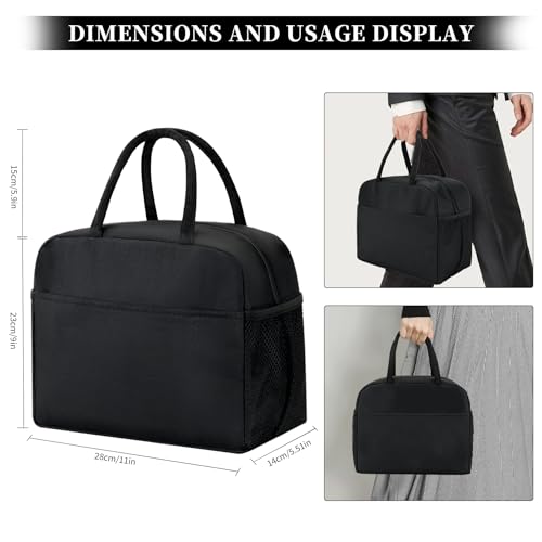 Stylish Black Lunch Bag for Men and Women