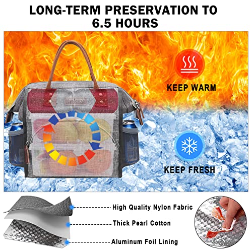 Insulated Grey Lunch Bag with Large Drinks Holder