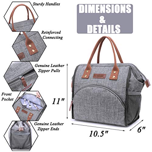 Insulated Grey Lunch Bag with Large Drinks Holder